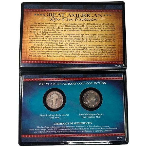 Great American Rare Coin Collection Silver Standing Liberty & Washington Quarter - Picture 2 of 6